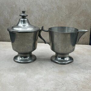Woodbury Pewter Herny Ford Museum Cream And Covered Sugar 1950's